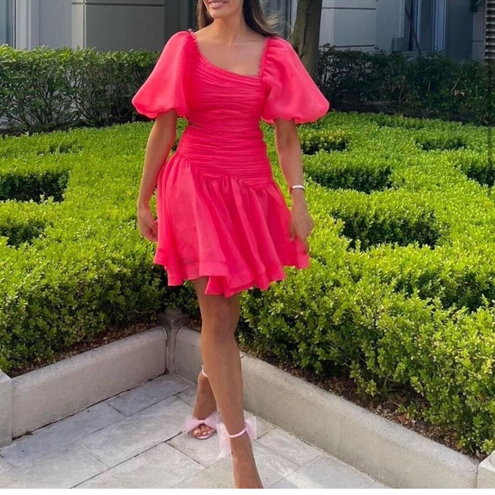 Aje Orange Puff Sleeve Mini Sundress - Picture 6 of 12
